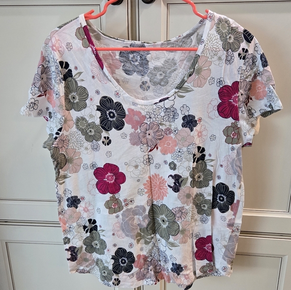 EUC LOFT Floral Tee Size L - Picture 4 of 8
